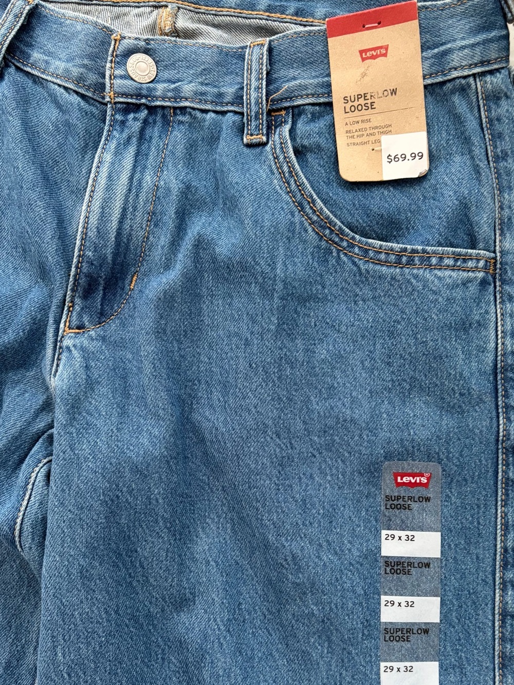 Levi's Medium Blue Wide-Leg Cargo Jeans - Picture 7 of 7